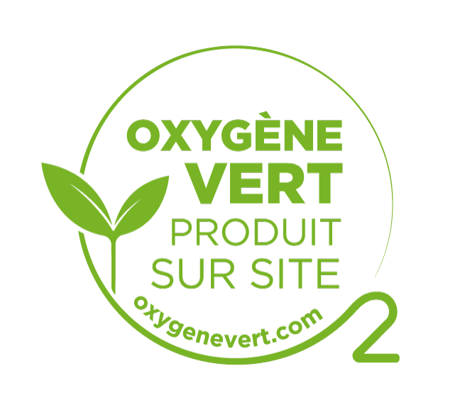 Label oxygène vert produit sur site
